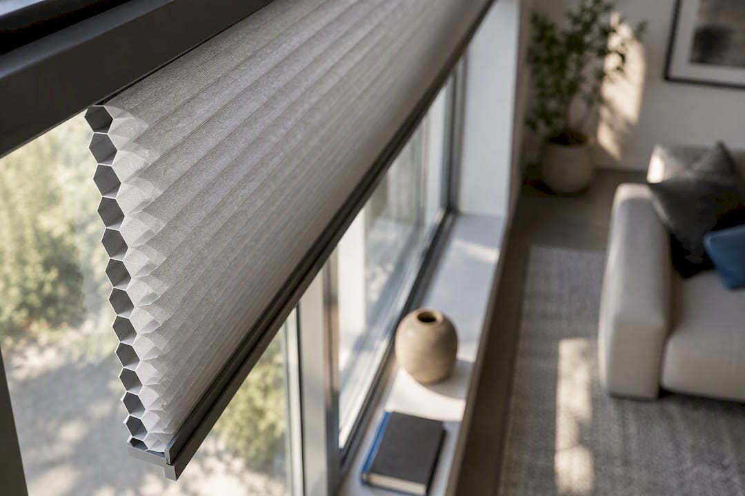 Nahaufnahme einer Wabenstruktur am Fenster